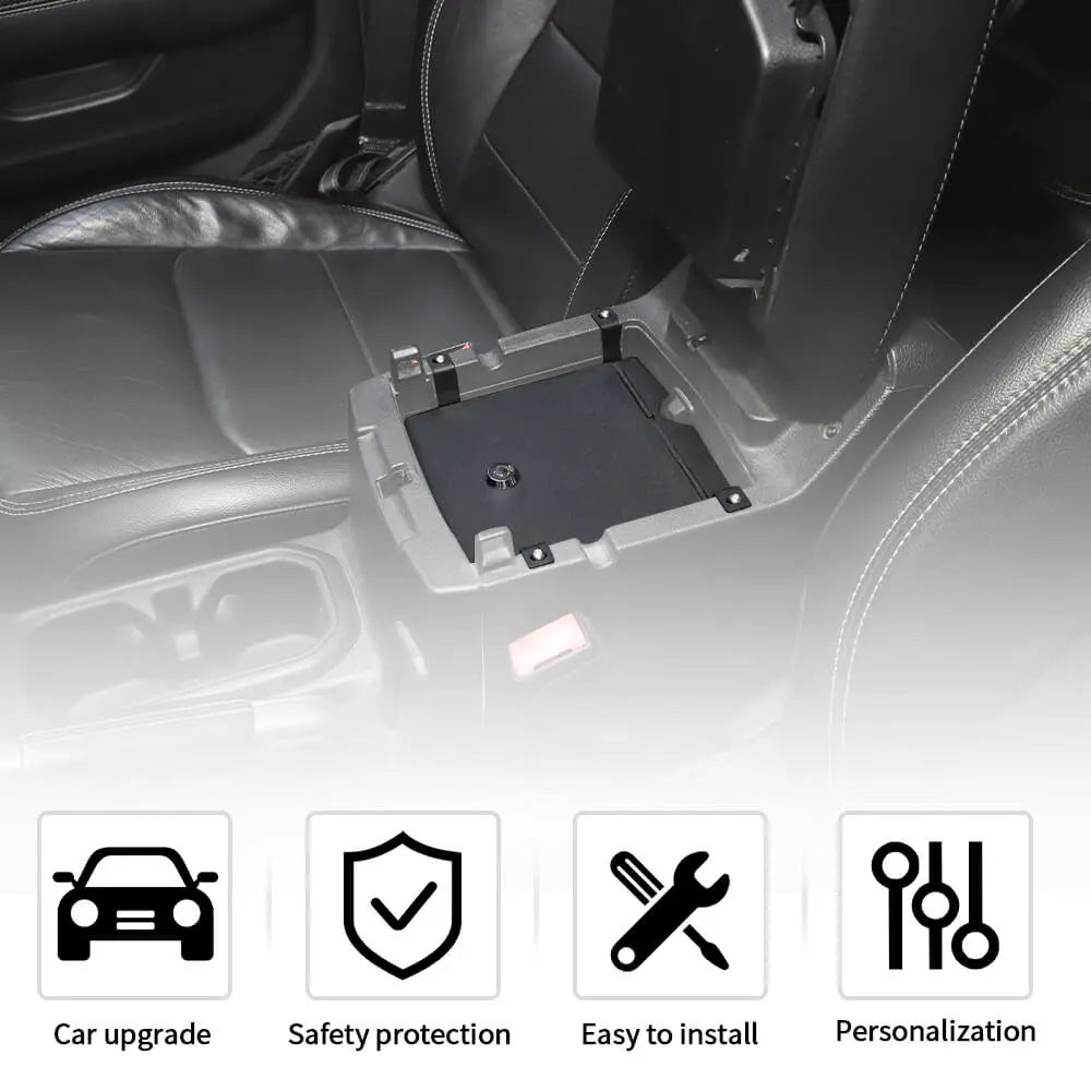 For 2018+ Jeep Wrangler JL & Gladiator JT Metal Center Console Armrest Box Safety Storage Case Cover with Lock Kit