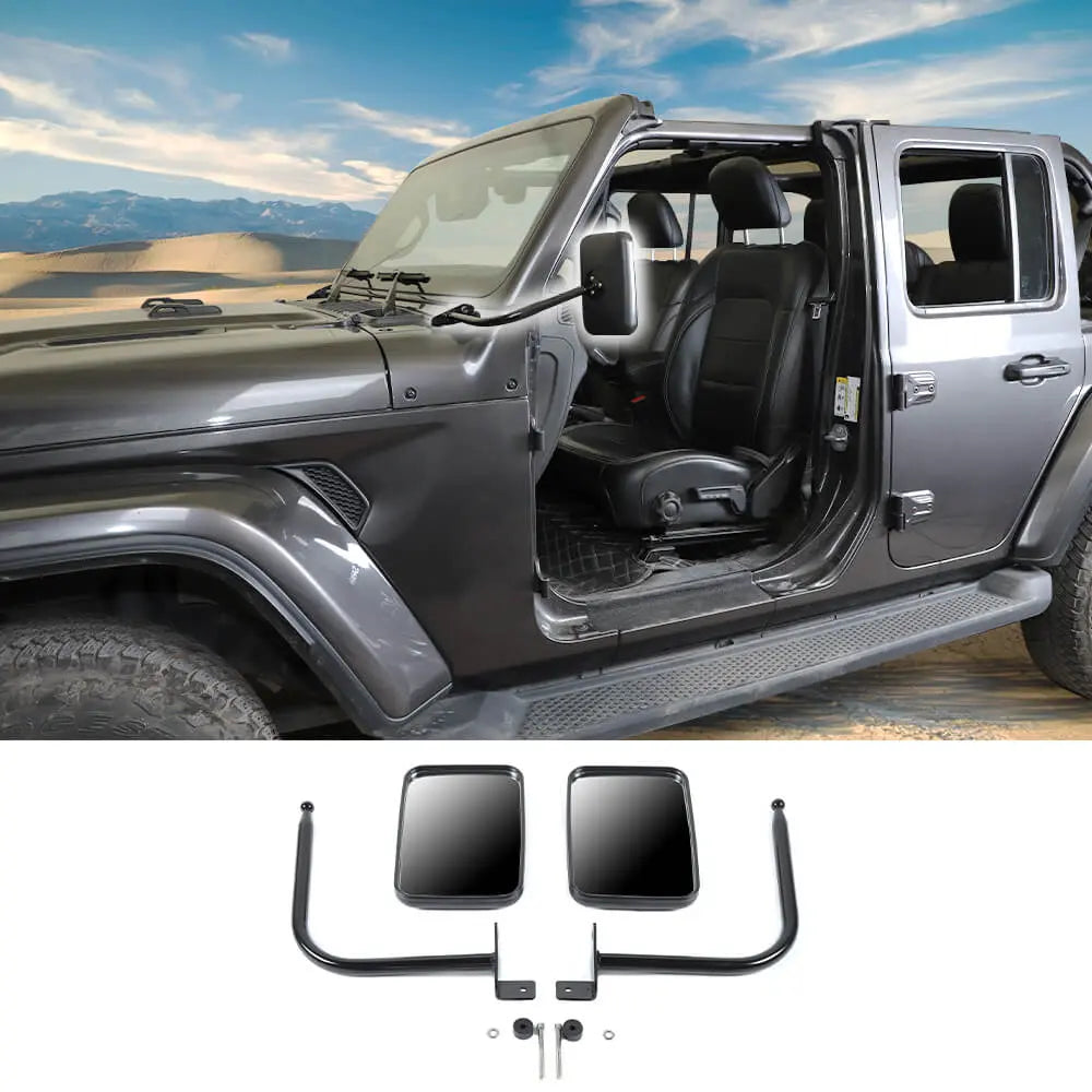 For 2018+ Jeep Wrangler JL & Gladiator JT Rear View Side Hinge Door Off Mirrors Rectangular