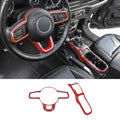 For 2018+ Jeep Wrangler JL & Gladiator JT Steering Wheel Water Cup Gear Shift Panel Cover Trim Kit (2 pcs)