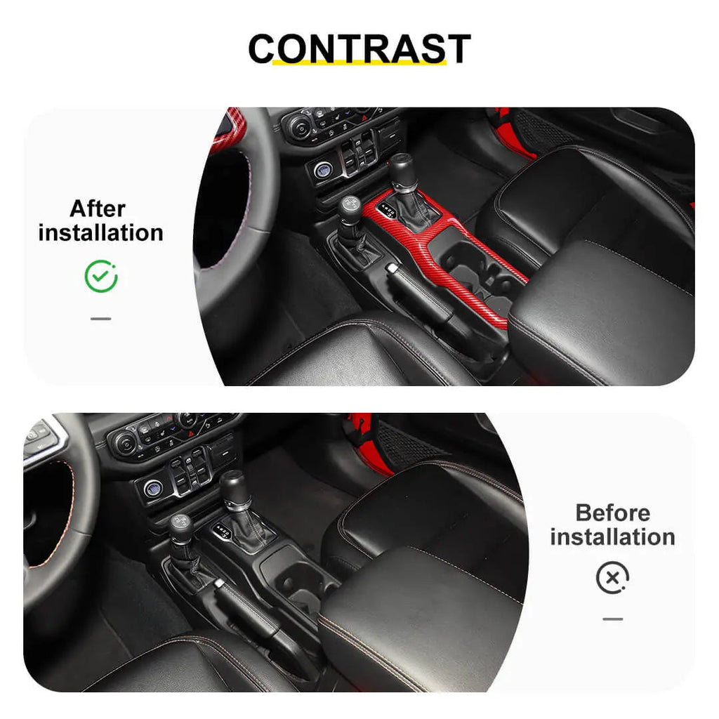 For 2018+ Jeep Wrangler JL & Gladiator JT Steering Wheel Water Cup Gear Shift Panel Cover Trim Kit (2 pcs)