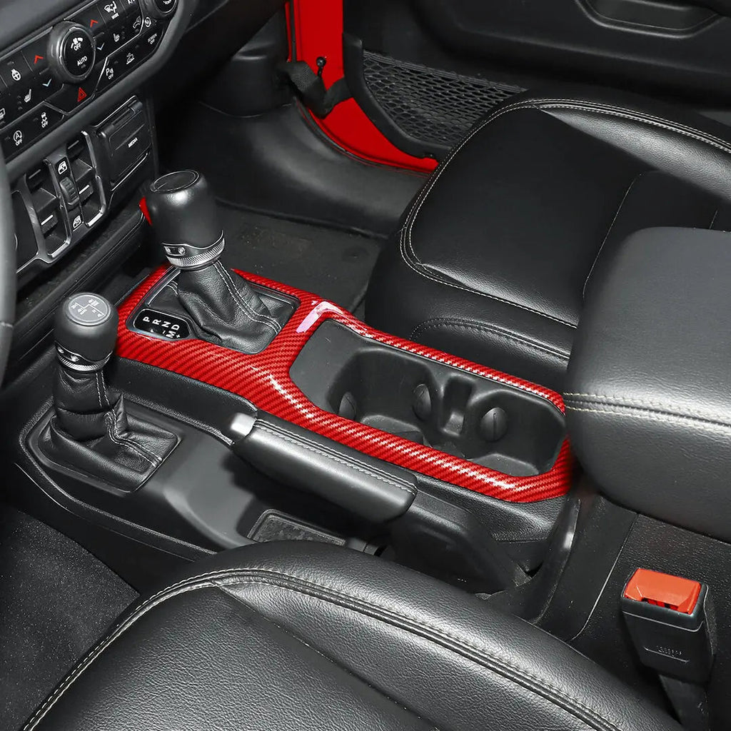 For 2018+ Jeep Wrangler JL & Gladiator JT Steering Wheel Water Cup Gear Shift Panel Cover Trim Kit (2 pcs)