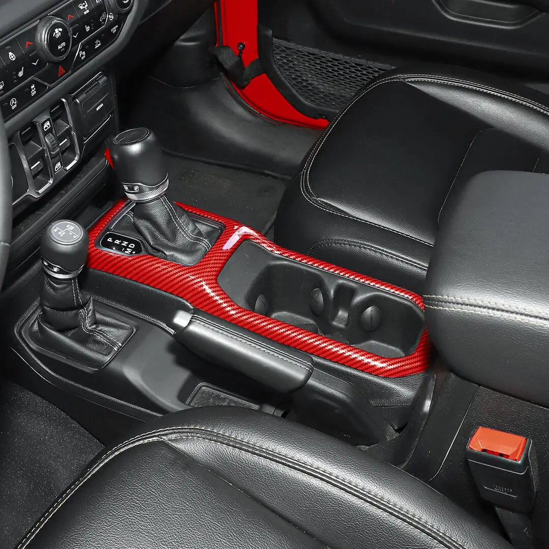 For 2018+ Jeep Wrangler JL & Gladiator JT Steering Wheel Water Cup Gear Shift Panel Cover Trim Kit (2 pcs)