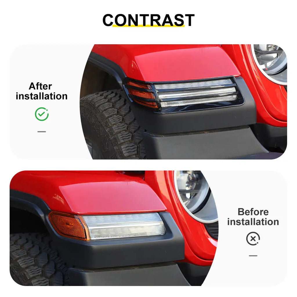 For 2018+ Jeep Wrangler JL & Gladiator JT Turn Signal Lampshade Light Guard Trim | Fender Flare Light Cover