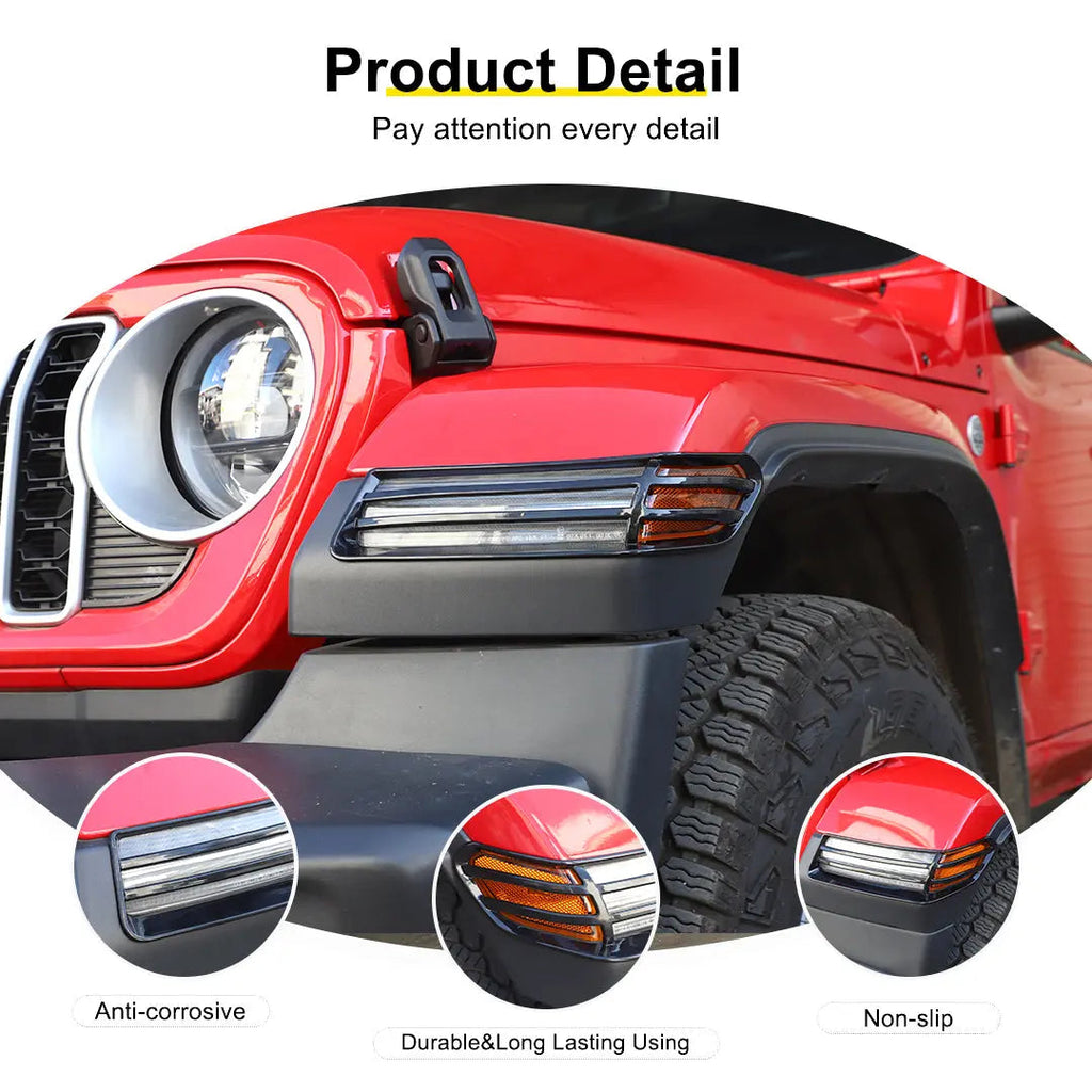 For 2018+ Jeep Wrangler JL & Gladiator JT Turn Signal Lampshade Light Guard Trim | Fender Flare Light Cover
