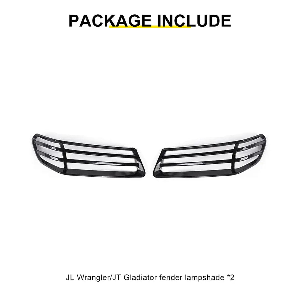 For 2018+ Jeep Wrangler JL & Gladiator JT Turn Signal Lampshade Light Guard Trim | Fender Flare Light Cover