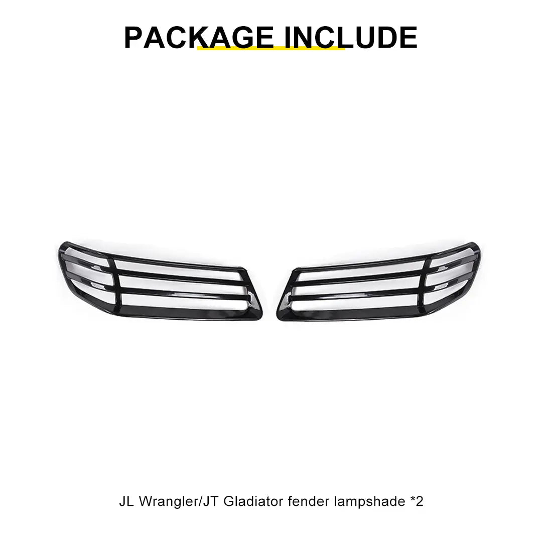 For 2018+ Jeep Wrangler JL & Gladiator JT Turn Signal Lampshade Light Guard Trim | Fender Flare Light Cover