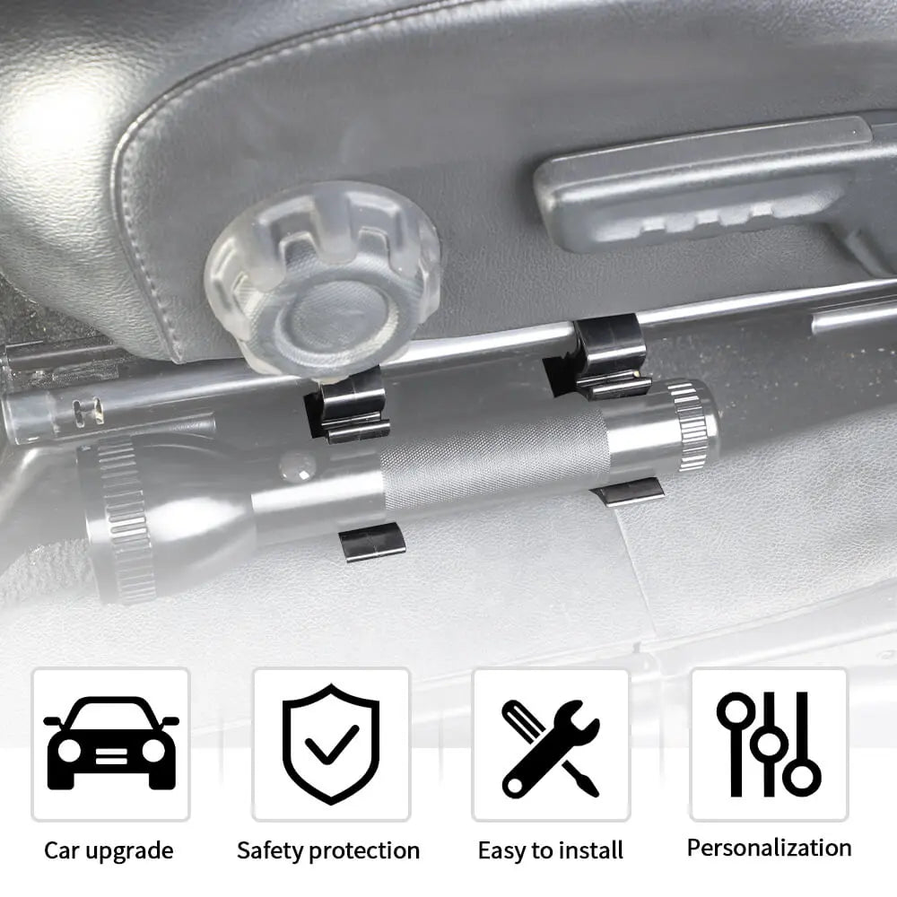 For 2018+ Jeep Wrangler JL & Gladiator JT Under Seat Mount Flashlight Holder Bracket Torch Storage