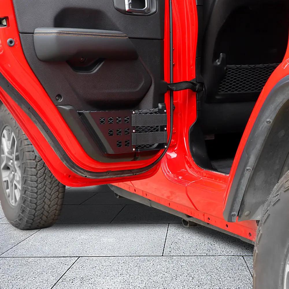 For 2018+ Jeep Wrangler JL & Gladiator JT – Front/Rear Door Metal Net Pocket Storage Organizer, No Drilling Install