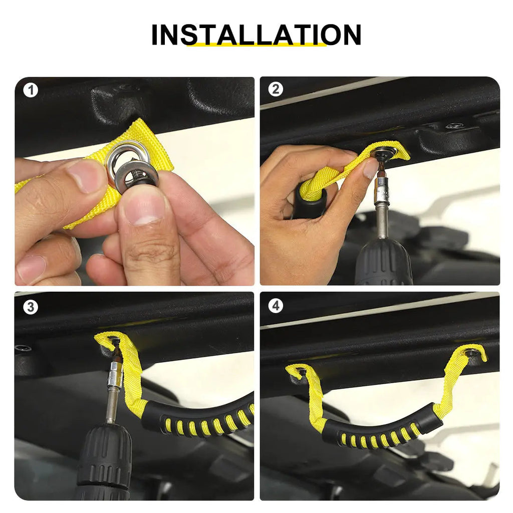 For 2018-2023 Jeep Wrangler JL &Gladiatar JT 2-in-1 Roll Bar Grab Handles Paracord Grip Handle 4Pcs