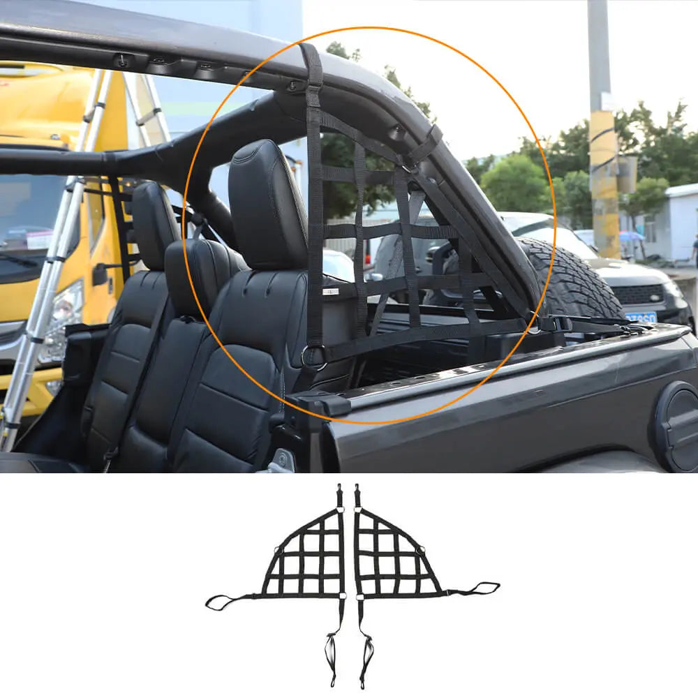 For 2018+ Jeep Wrangler JLU 4 Door Mesh Cargo Side Net Trunk Restraint Protective Baggage