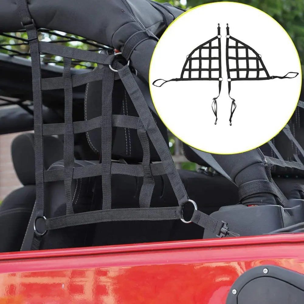 For 2018+ Jeep Wrangler JLU 4 Door Mesh Cargo Side Net Trunk Restraint Protective Baggage