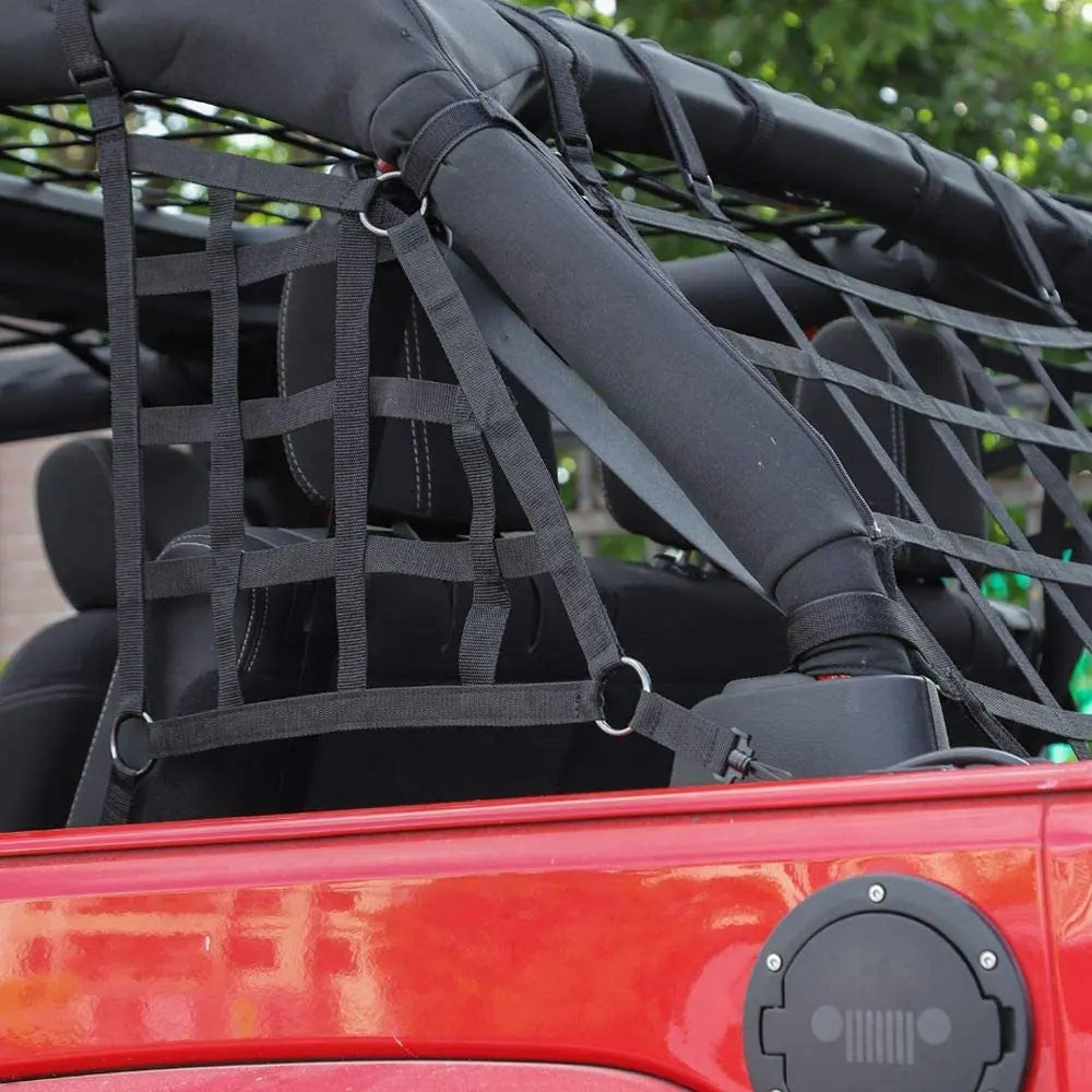 For 2018+ Jeep Wrangler JLU 4 Door Mesh Cargo Side Net Trunk Restraint Protective Baggage