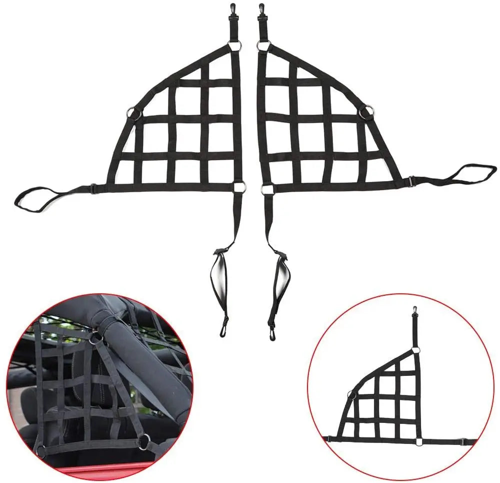 For 2018+ Jeep Wrangler JLU 4 Door Mesh Cargo Side Net Trunk Restraint Protective Baggage