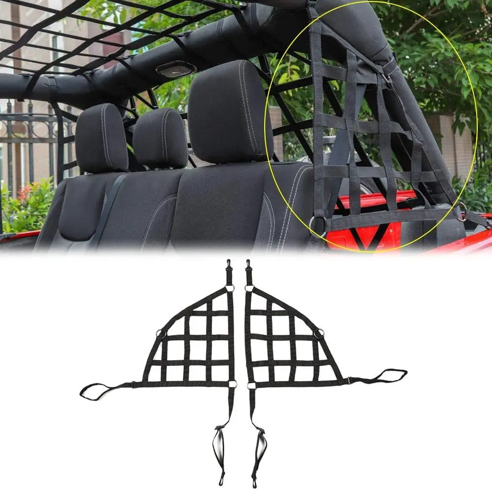 For 2018+ Jeep Wrangler JLU 4 Door Mesh Cargo Side Net Trunk Restraint Protective Baggage