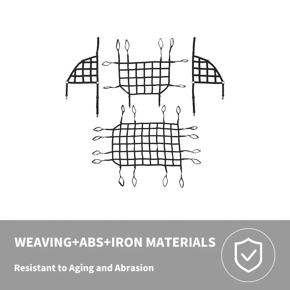 For 2018+ Jeep Wrangler JLU 4 Door Mesh Roof Top Net Restraint Protective Cargo Net Trunk Net 4 pcs