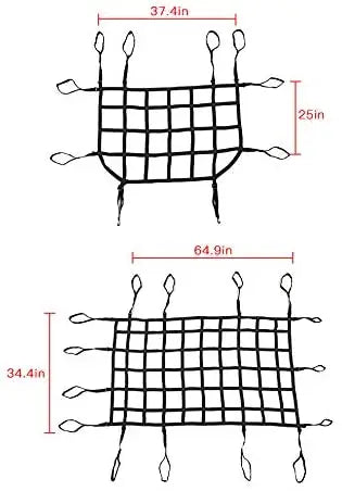 For 2018+ Jeep Wrangler JLU 4 Door Mesh Roof Top Net Restraint Protective Cargo Net Trunk Net 4 pcs