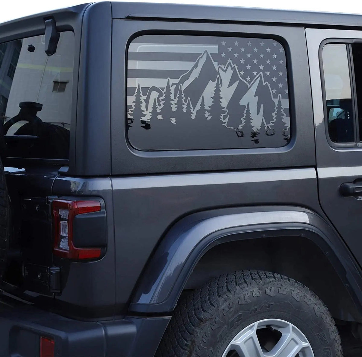For 2018+ Jeep Wrangler JLU 4 Door Rear Window Stickers American Flag Decals
