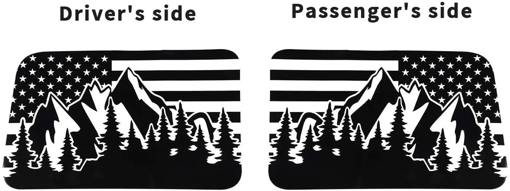 For 2018+ Jeep Wrangler JLU 4 Door Rear Window Stickers American Flag Decals