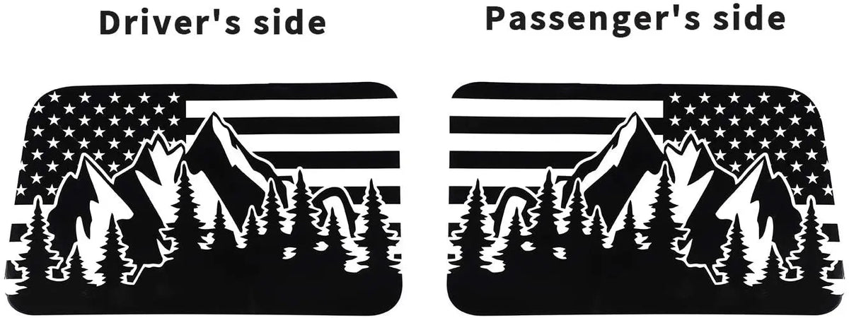 For 2018+ Jeep Wrangler JLU 4 Door Rear Window Stickers American Flag Decals