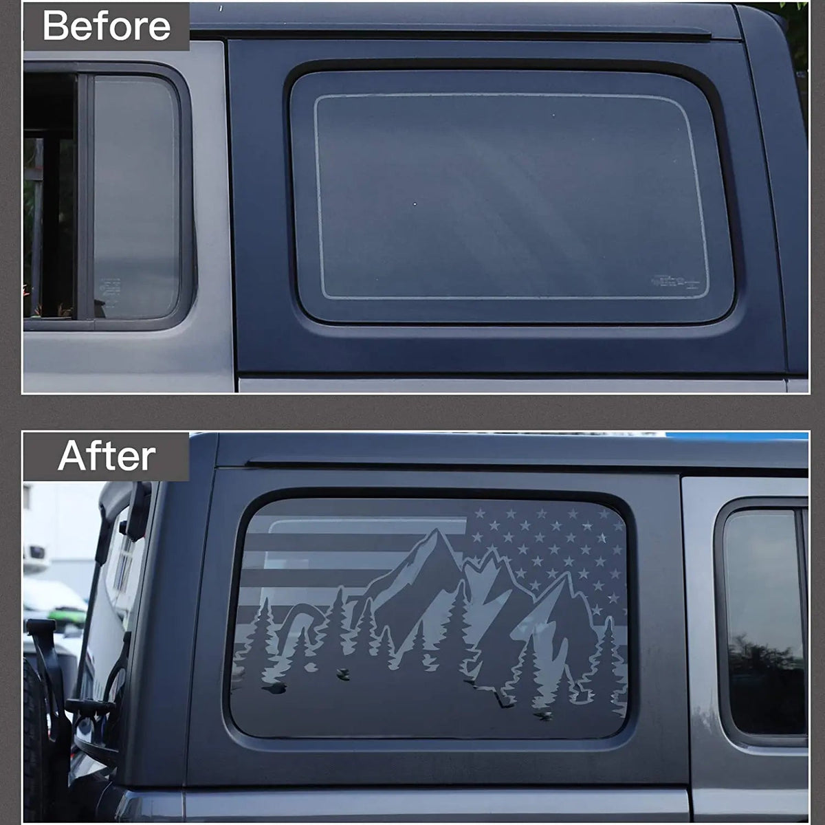 For 2018+ Jeep Wrangler JLU 4 Door Rear Window Stickers American Flag Decals
