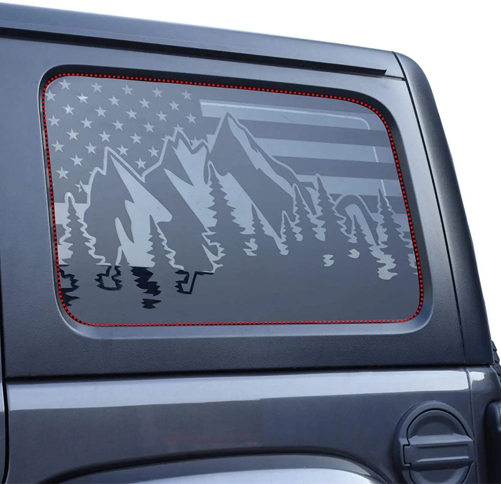 For 2018+ Jeep Wrangler JLU 4 Door Rear Window Stickers American Flag Decals