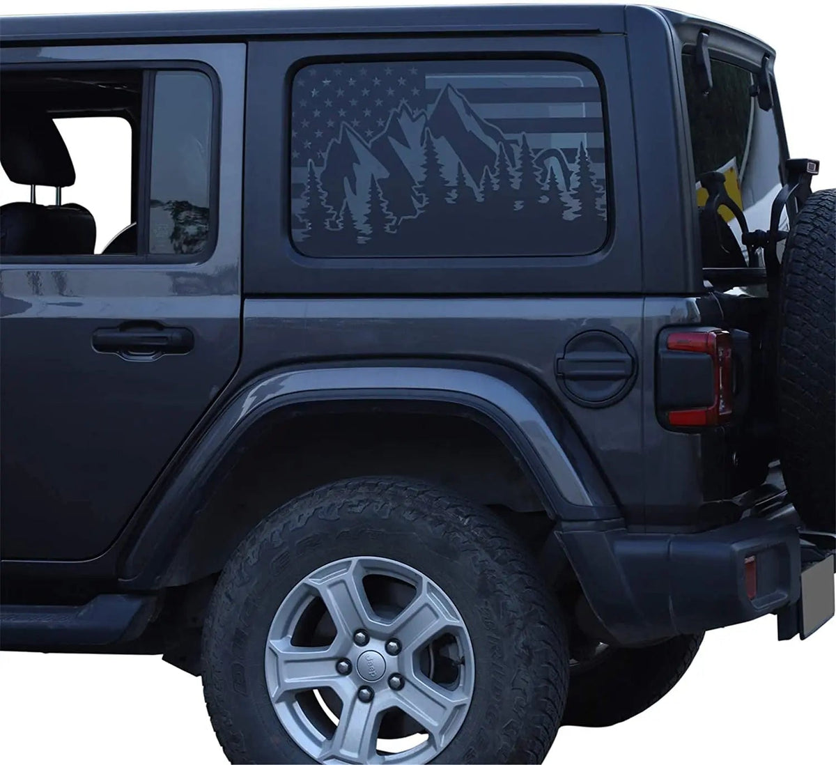 For 2018+ Jeep Wrangler JLU 4 Door Rear Window Stickers American Flag Decals