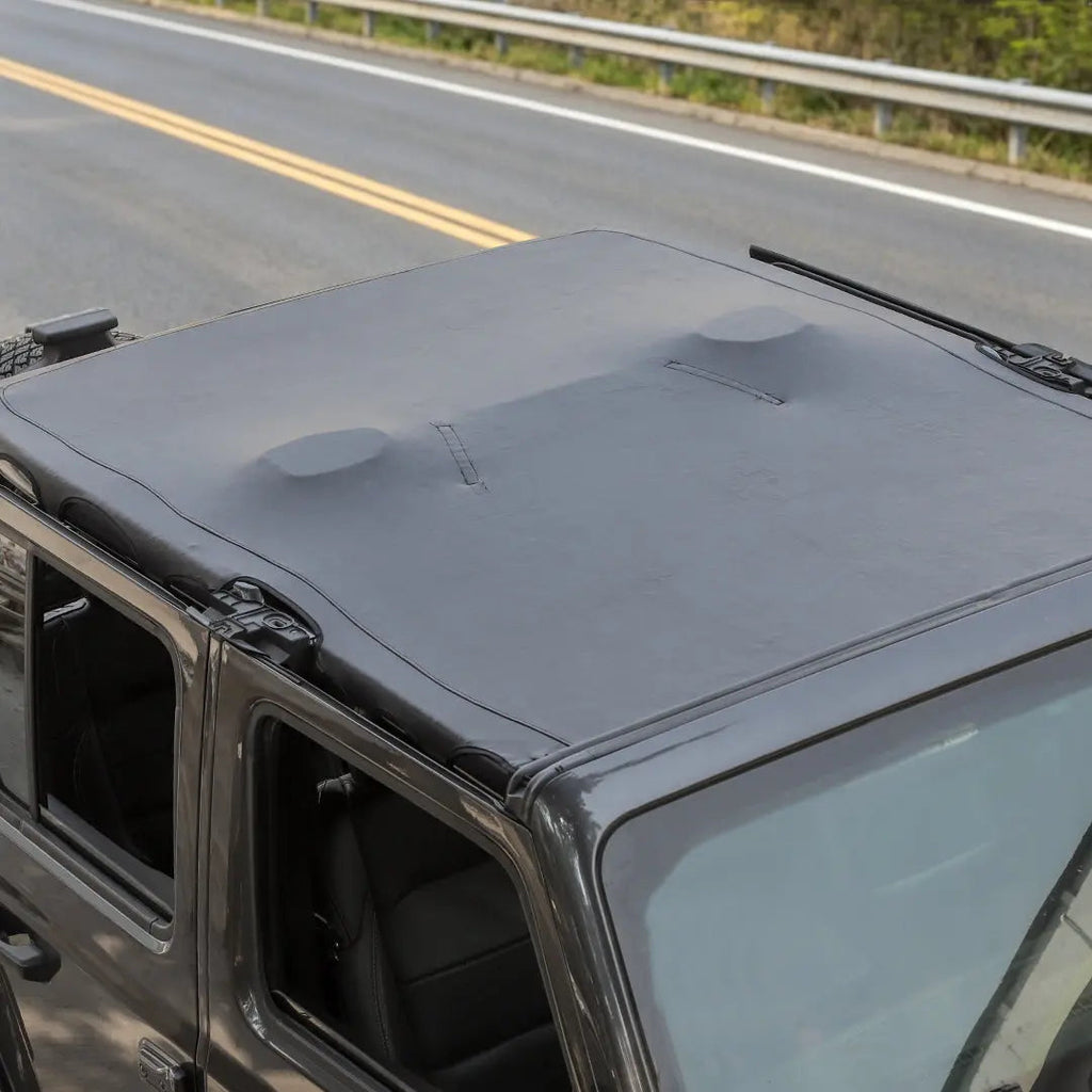 For 2018+ Jeep Wrangler JLU 4-Door Sunshade Mesh Sun Shade Top UV Protection Bikini Top Full Length with PU Leather