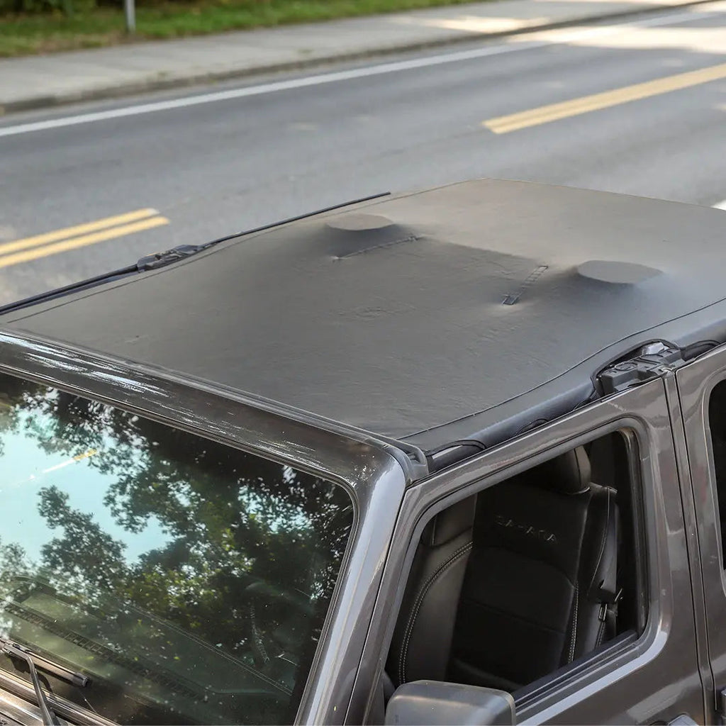 For 2018+ Jeep Wrangler JLU 4-Door Sunshade Mesh Sun Shade Top UV Protection Bikini Top Full Length with PU Leather