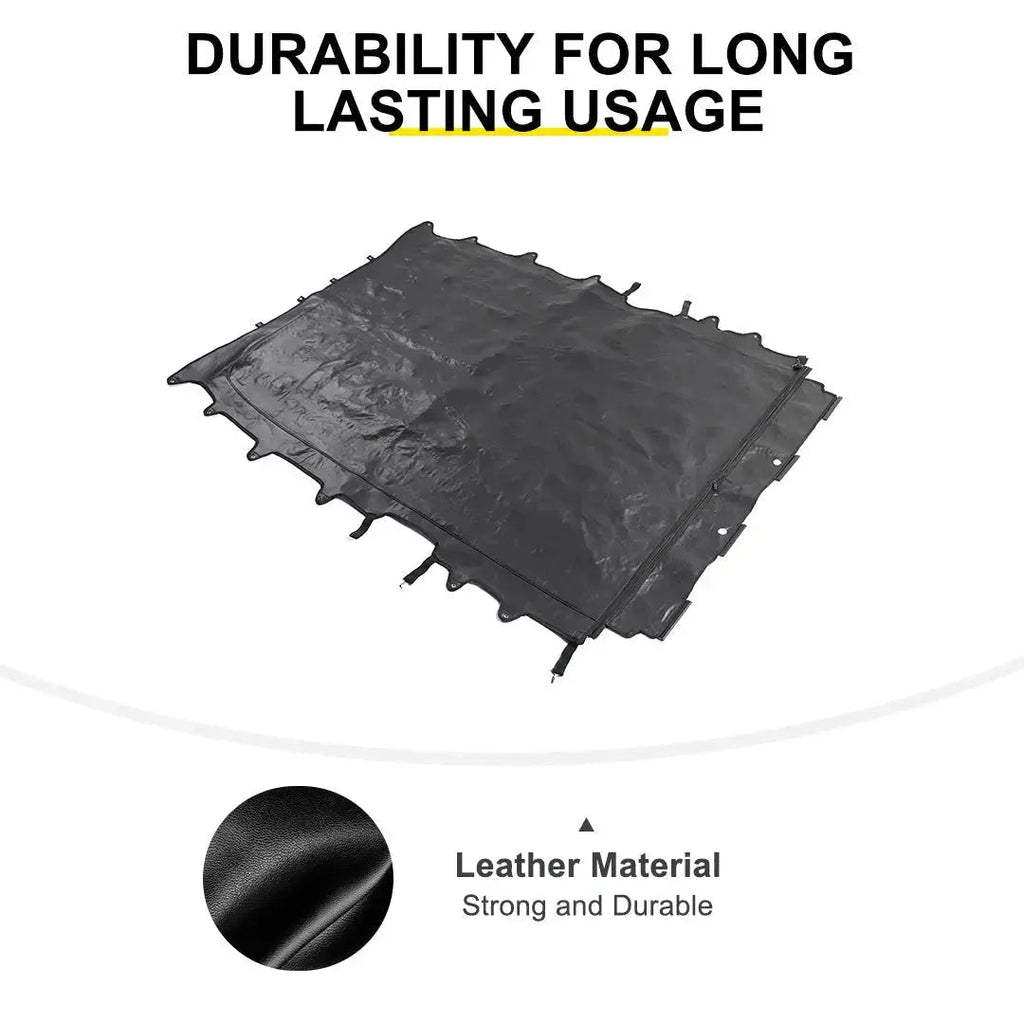 For 2018+ Jeep Wrangler JLU 4-Door Sunshade Mesh Sun Shade Top UV Protection Bikini Top Full Length with PU Leather