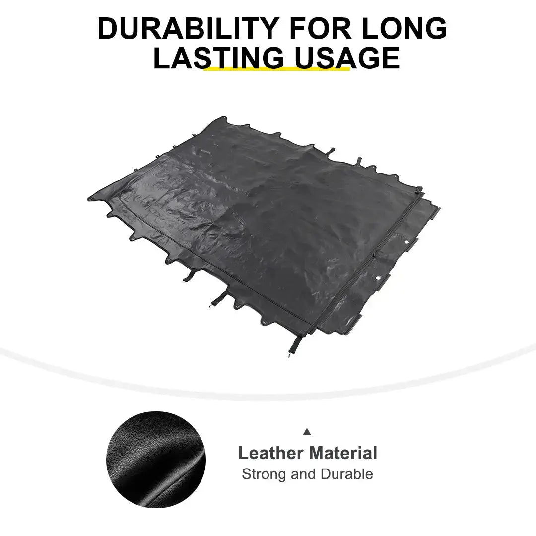 For 2018+ Jeep Wrangler JLU 4-Door Sunshade Mesh Sun Shade Top UV Protection Bikini Top Full Length with PU Leather