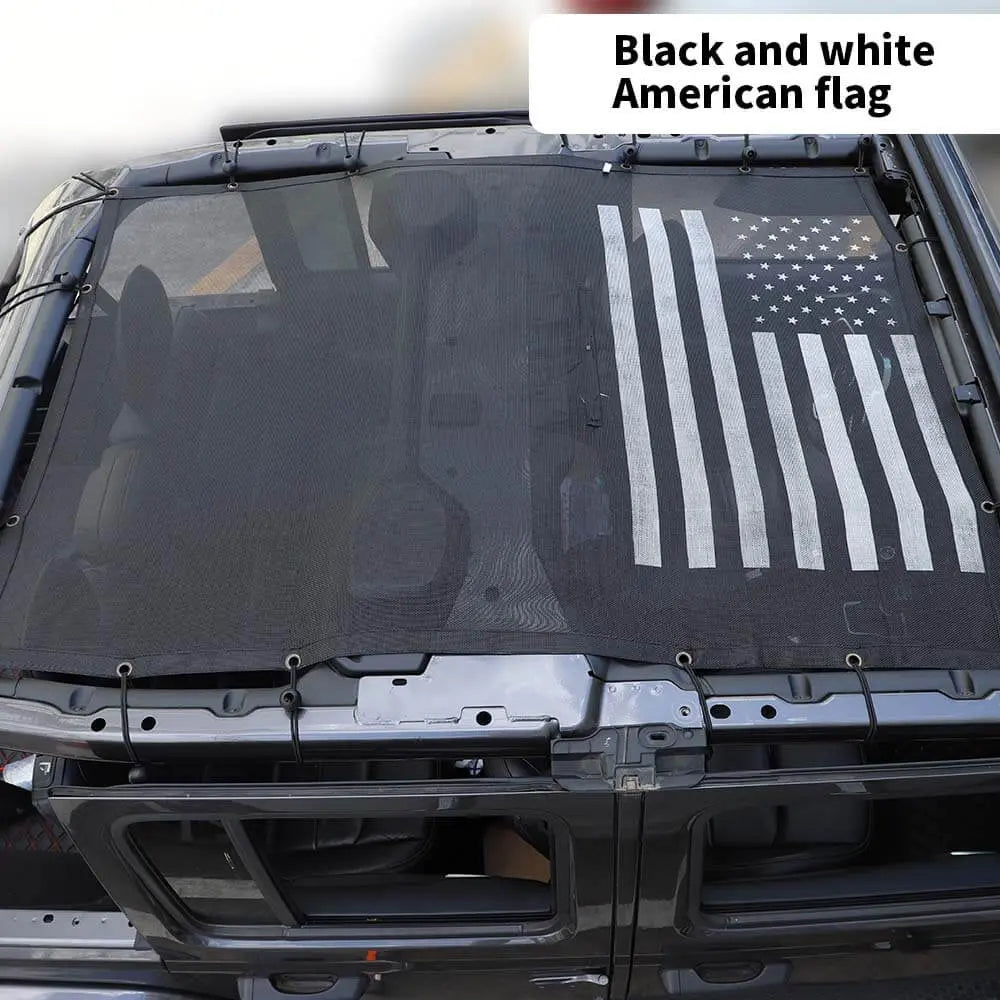 For 2018+ Jeep Wrangler JLU 4 Door Top Mesh Sunshade Cover UV Sun Protection