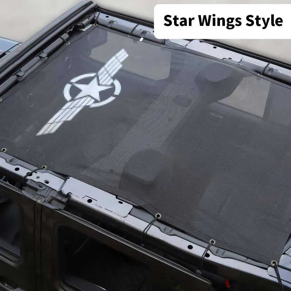 For 2018+ Jeep Wrangler JLU 4 Door Top Mesh Sunshade Cover UV Sun Protection