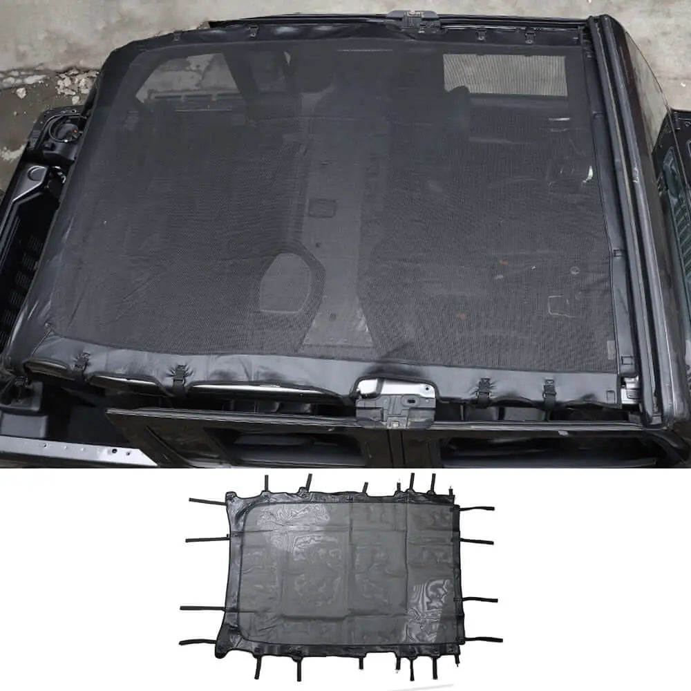 For 2018+ Jeep Wrangler JLU 4 Doors Leather Soft Top Sunshade Mesh Full Length Mesh Sun Shade UV Blocker