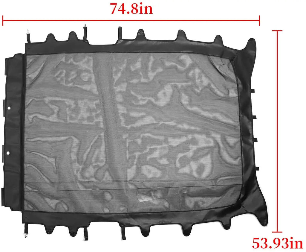 For 2018+ Jeep Wrangler JLU 4 Doors Leather Soft Top Sunshade Mesh Full Length Mesh Sun Shade UV Blocker