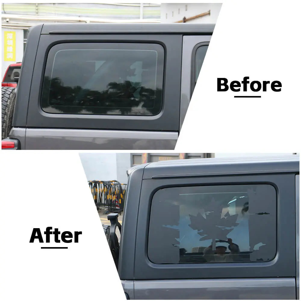 For 2018+ Jeep Wrangler JLU 4Door Window Sticker Black Canadian Canada Flag Decal