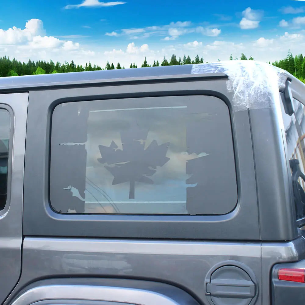 For 2018+ Jeep Wrangler JLU 4Door Window Sticker Black Canadian Canada Flag Decal