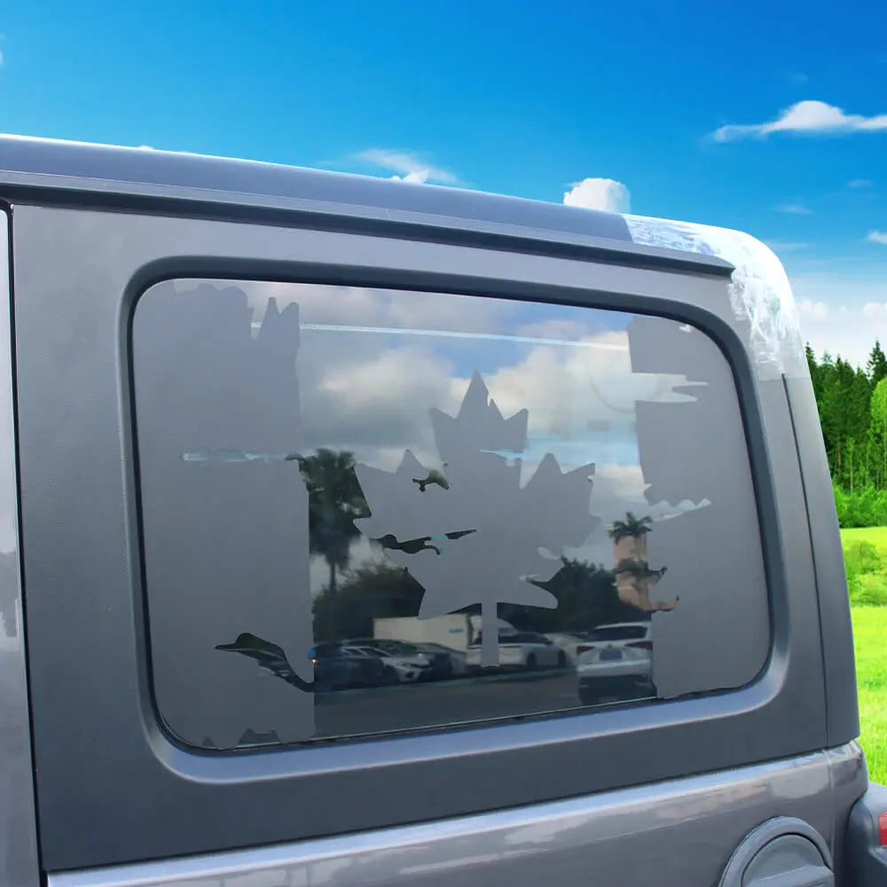 For 2018+ Jeep Wrangler JLU 4Door Window Sticker Black Canadian Canada Flag Decal