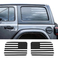 For 2018+ Jeep Wrangler JLU 4Doors Rear Window Decal Sticker American Flag-Black