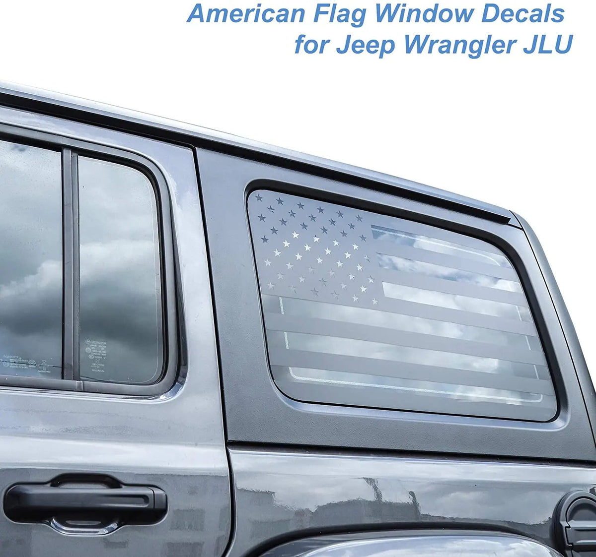 For 2018+ Jeep Wrangler JLU 4Doors Rear Window Decal Sticker American Flag-Black