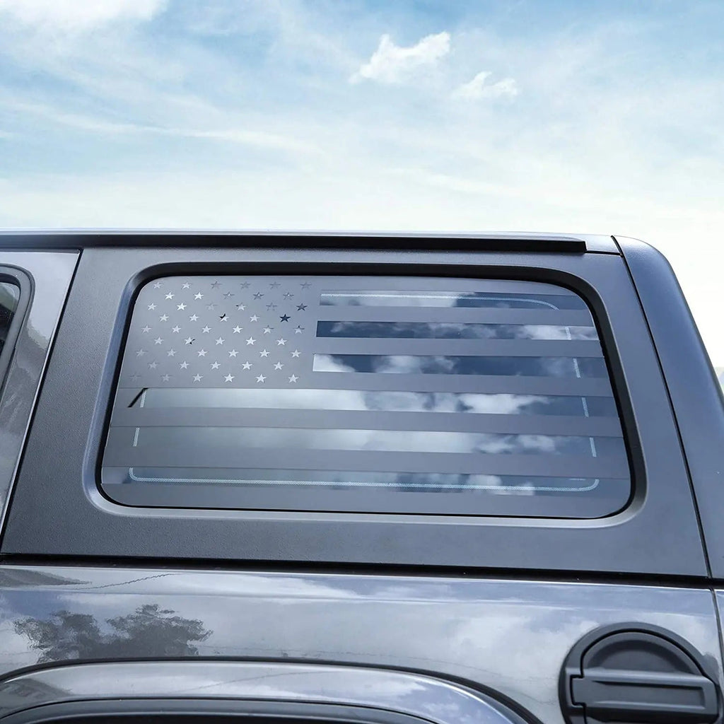 For 2018+ Jeep Wrangler JLU 4Doors Rear Window Decal Sticker American Flag-Black