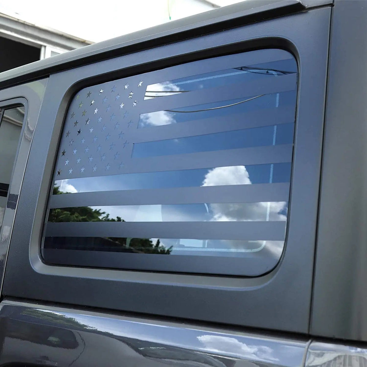 For 2018+ Jeep Wrangler JLU 4Doors Rear Window Decal Sticker American Flag-Black