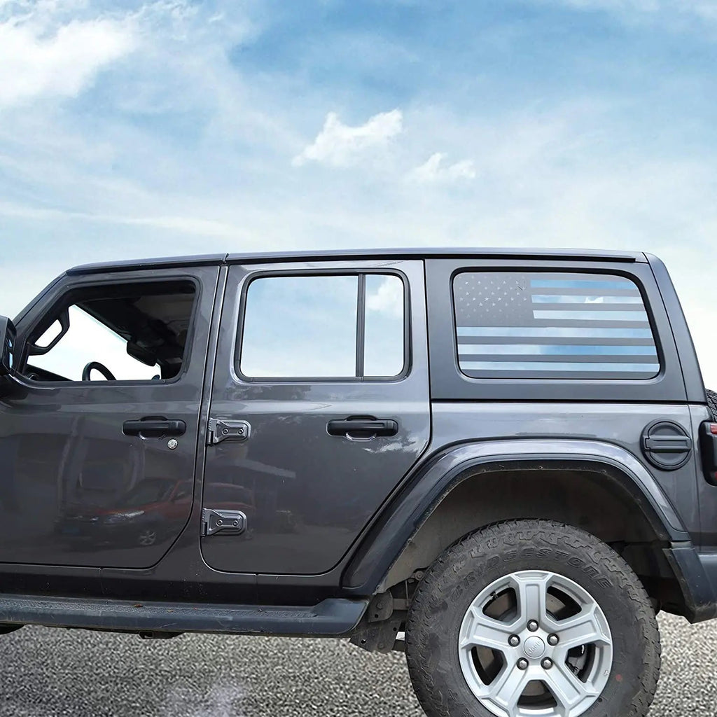 For 2018+ Jeep Wrangler JLU 4Doors Rear Window Decal Sticker American Flag-Black