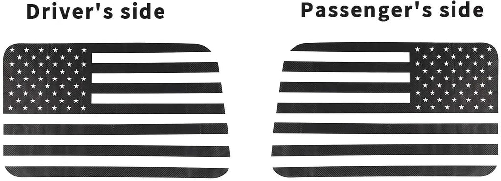 For 2018+ Jeep Wrangler JLU 4Doors Rear Window Decal Sticker Trim, American Flag-Black Carbon Fiber