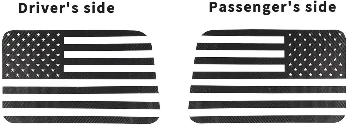 For 2018+ Jeep Wrangler JLU 4Doors Rear Window Decal Sticker Trim, American Flag-Black Carbon Fiber