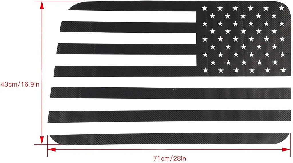 For 2018+ Jeep Wrangler JLU 4Doors Rear Window Decal Sticker Trim, American Flag-Black Carbon Fiber