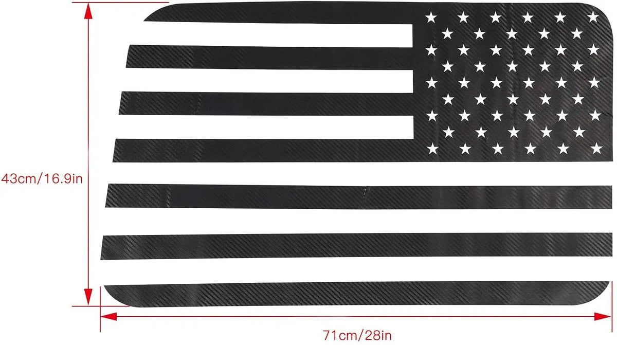 For 2018+ Jeep Wrangler JLU 4Doors Rear Window Decal Sticker Trim, American Flag-Black Carbon Fiber
