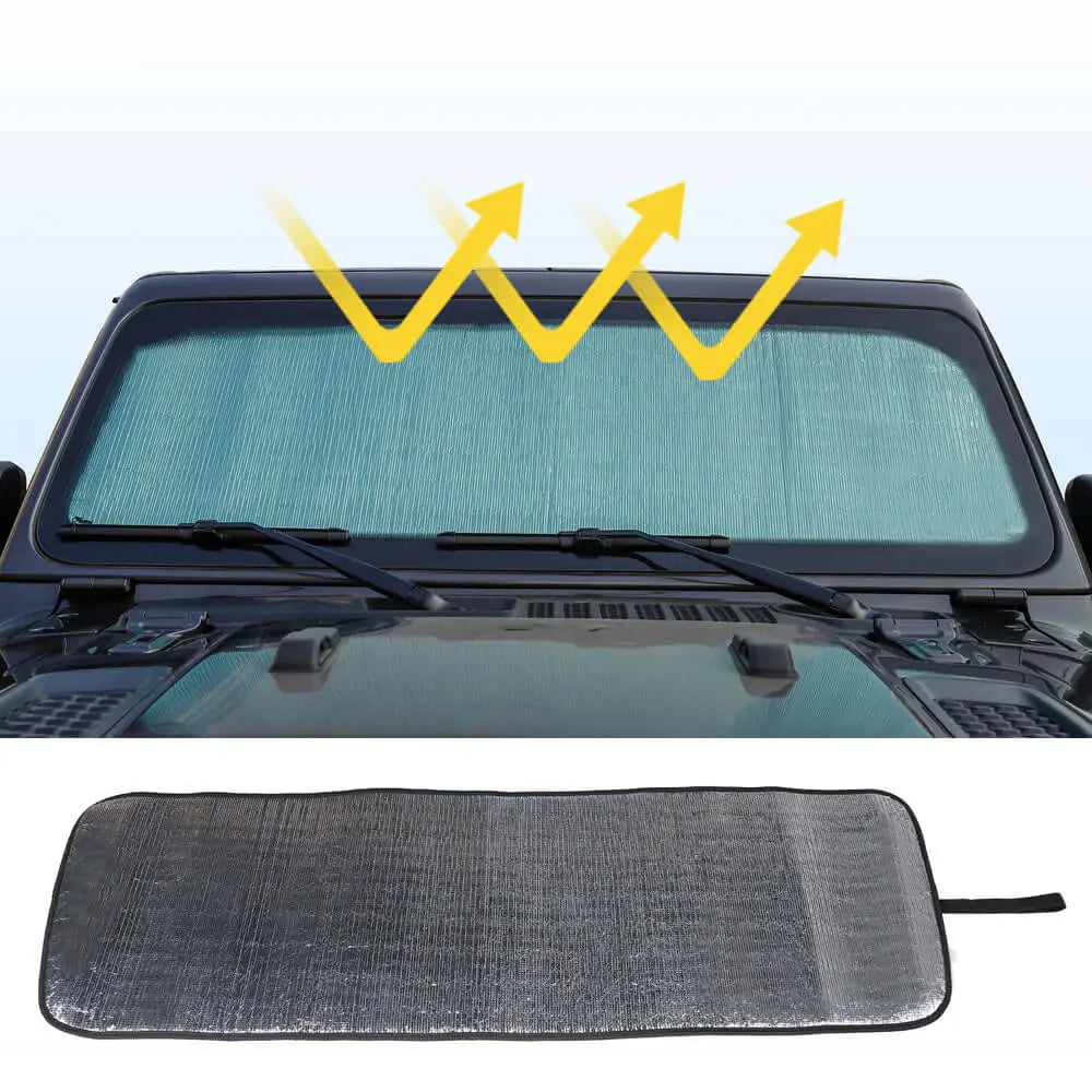 For 2018+ Jeep Wrangler JL& Gladiator JT Windshield Visors Sun Shade Heat Shield Aluminum Foil