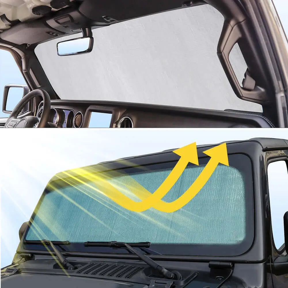 For 2018+ Jeep Wrangler JL& Gladiator JT Windshield Visors Sun Shade Heat Shield Aluminum Foil