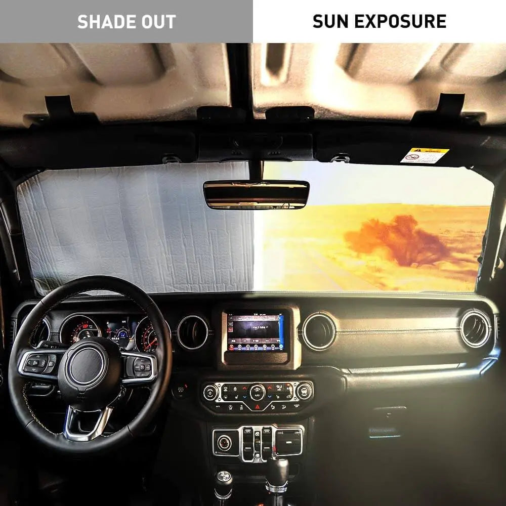 For 2018+ Jeep Wrangler JL& Gladiator JT Windshield Visors Sun Shade Heat Shield Aluminum Foil