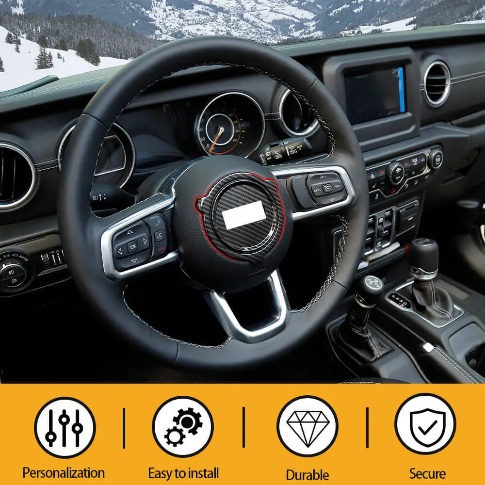 For 2018+ Jeep Wrangler JL, JLU & Gladiator JT – Steering Wheel Center Decor Cover Trim